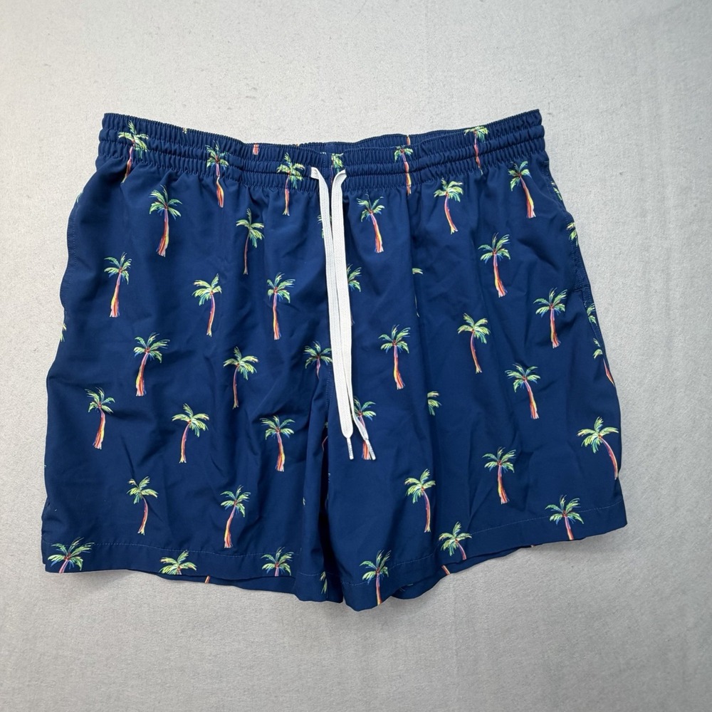 Chubbies Swim Trunk Men XXL Navy Blue Rainbow Palm Tree Stretch Board Shorts 5.5